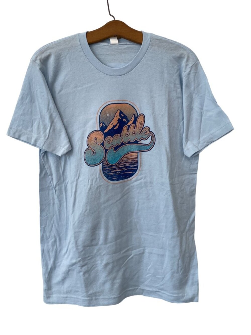 Good Land Supply Co. Graphic Tee Medium Seattle Baby Blue Cotton Basic Tee NEW